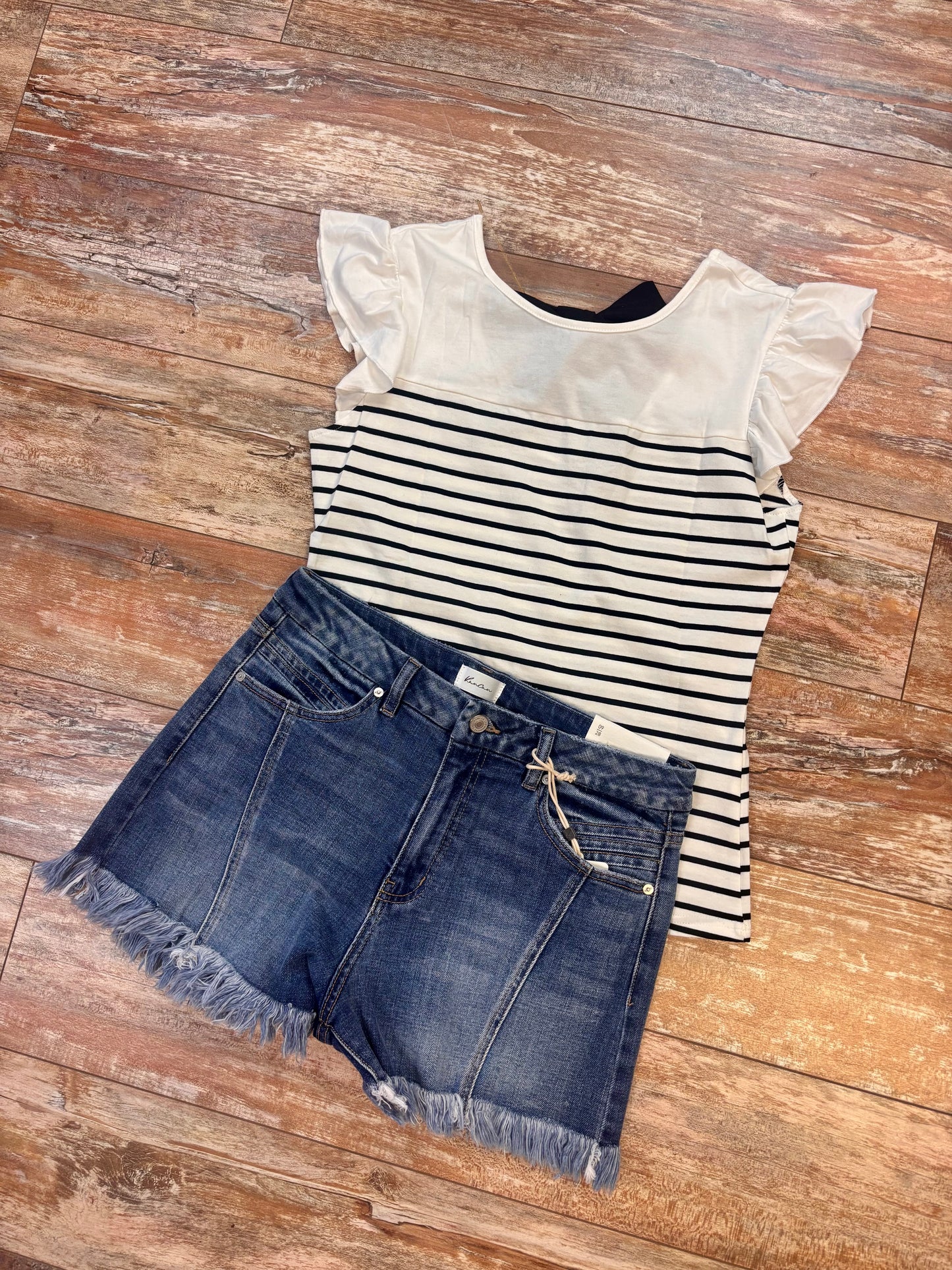 B&W Striped Tank With Bow Back