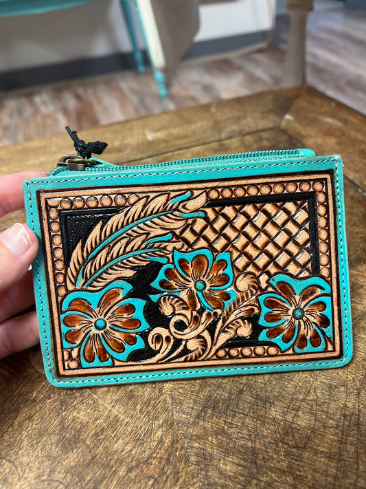 Prairie Morn Blooming Handtooled Card Holder