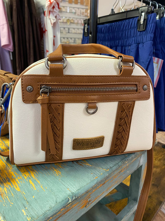 Wrangler Beige Whipstitch Satchel/Crossbody Bag
