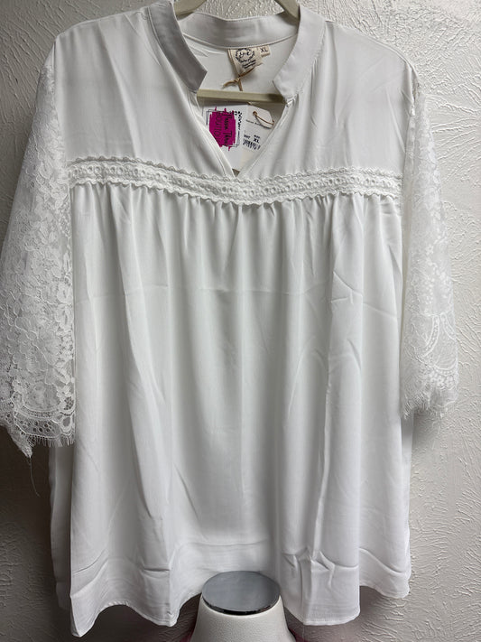White Lace Sleeve Top