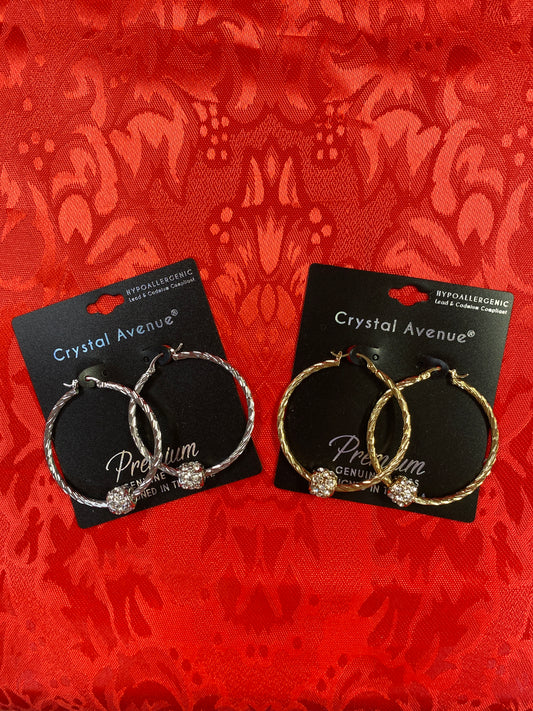 Crystal Silvertone Hoop