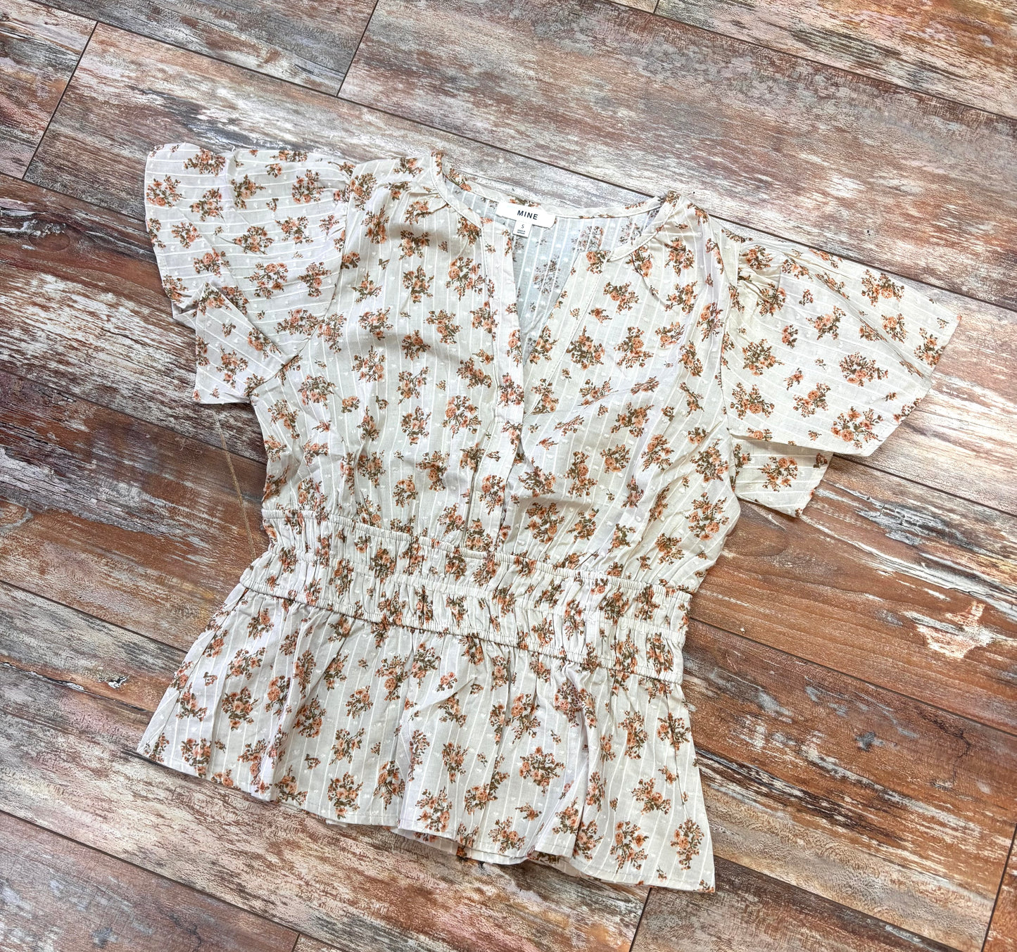 Floral Split Neck Short Sleeve Top