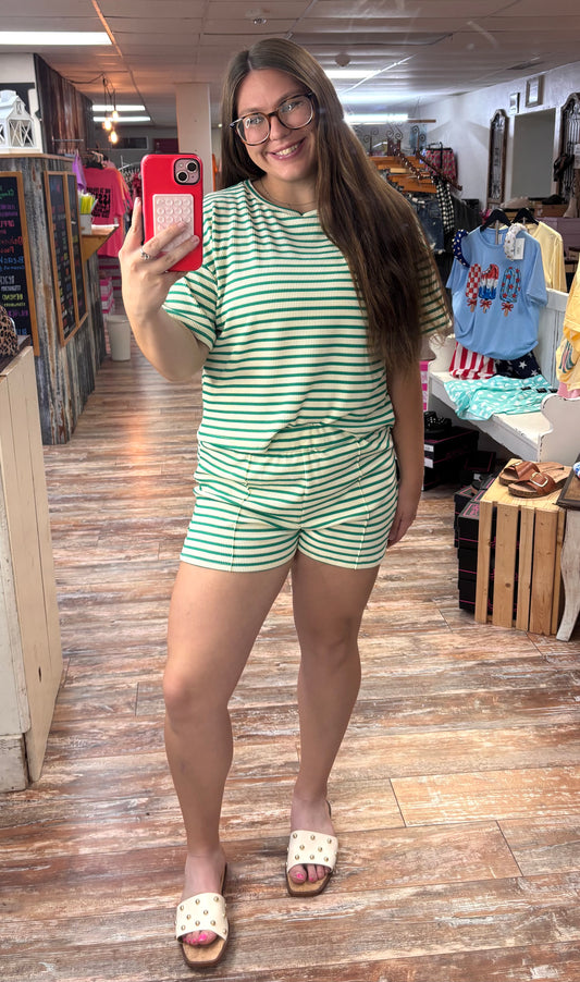 Green Stripe Knit Set