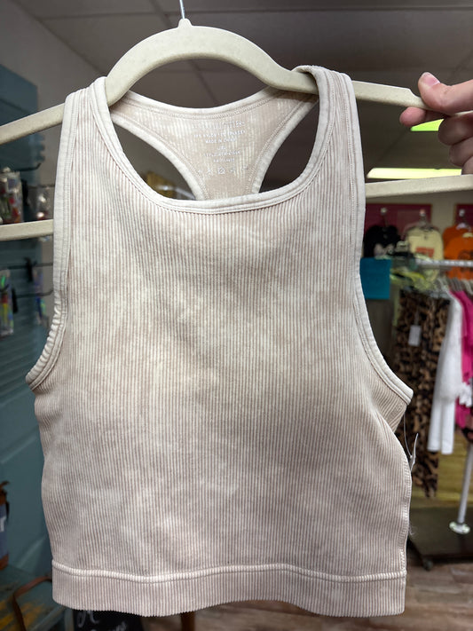 Zenana Ribbed Seamless Cropped Tank Top W/ Pads