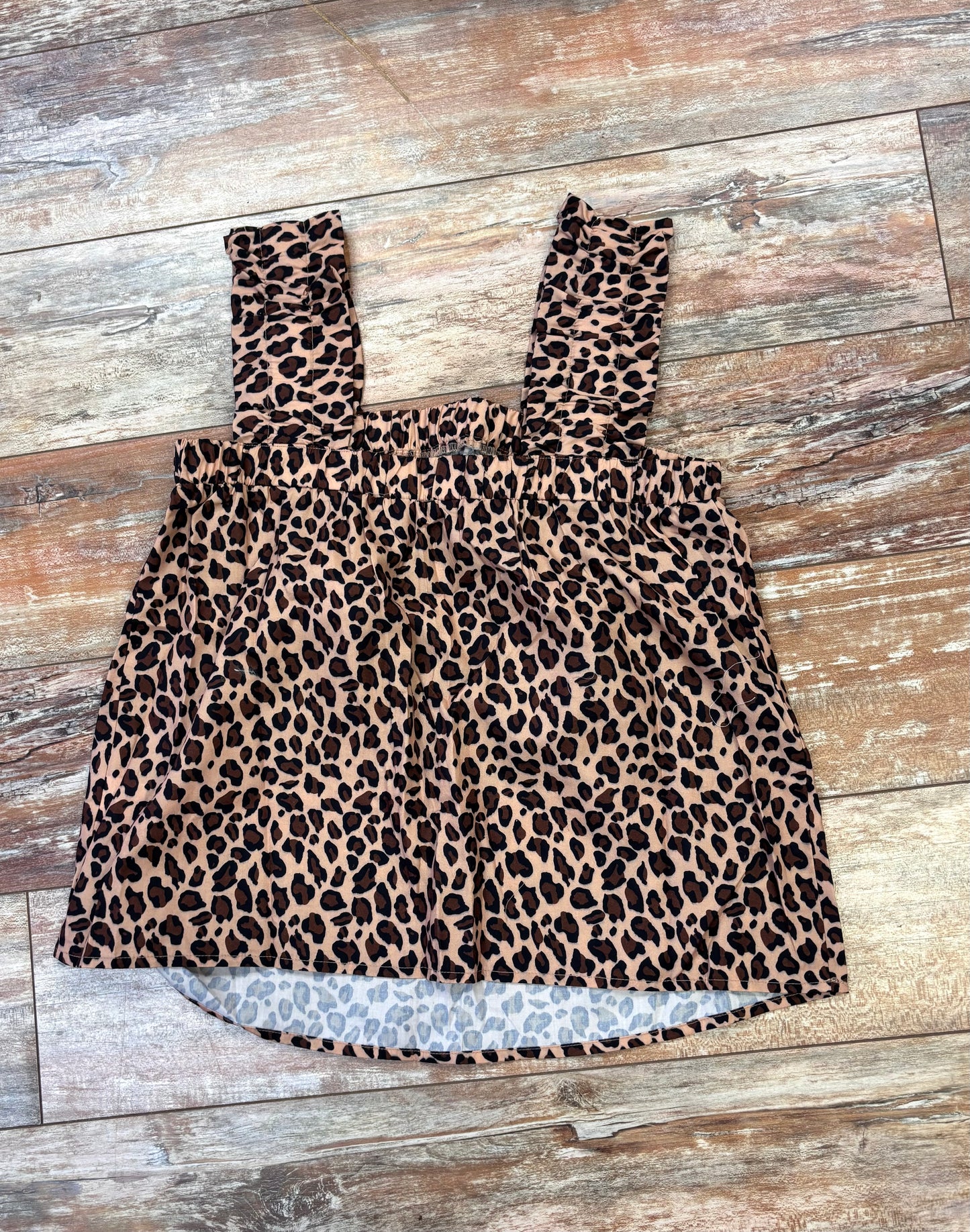 Leopard Print Ruffle Strap Tank Top