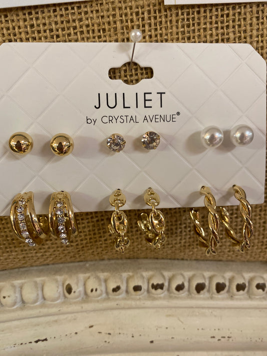 Ball Pearl Hoop Earrings 6 pr