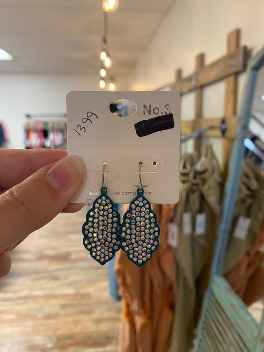 Blue Rhinestone Earrings