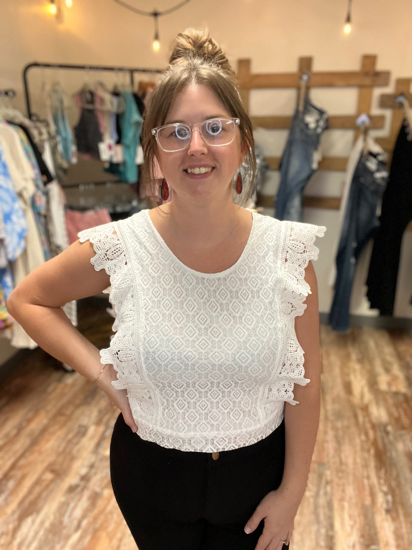 White Lace Crop Top