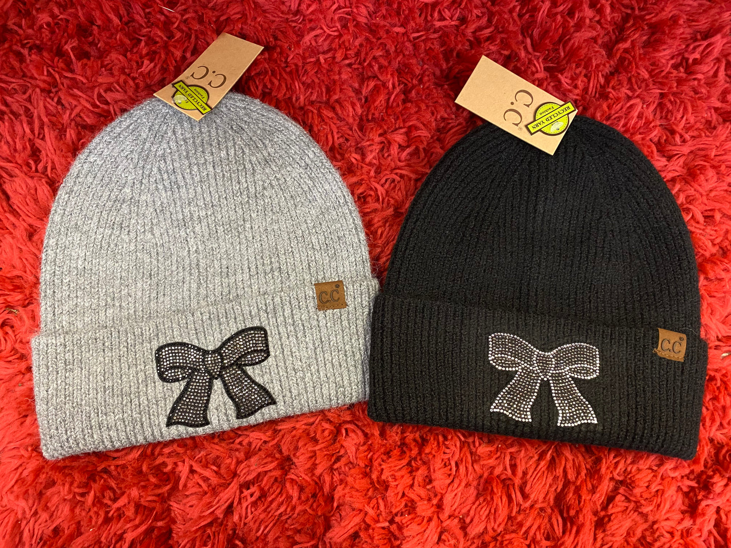 C.C Rhinestone Ribbon Beanie