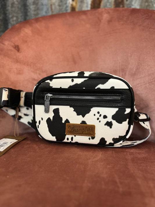 Wrangler Black Cow Print Belt Bag