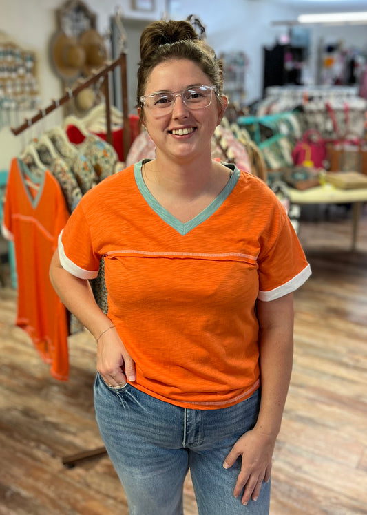 Orange Contrast Trim Exposed Top