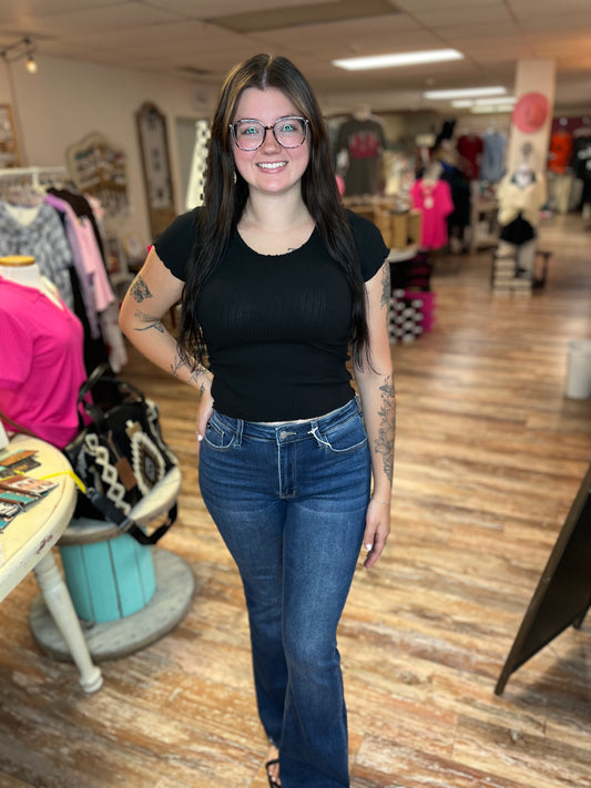 Black Lettuce Lace Short Sleeve Top