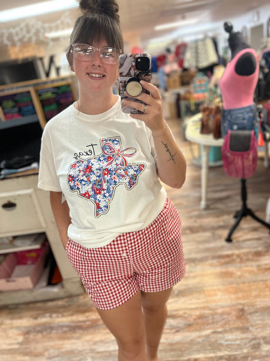 Red Plaid Gingham High Waist Shorts