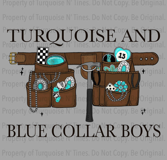 Turquoise and Blue Collar Boys Tee