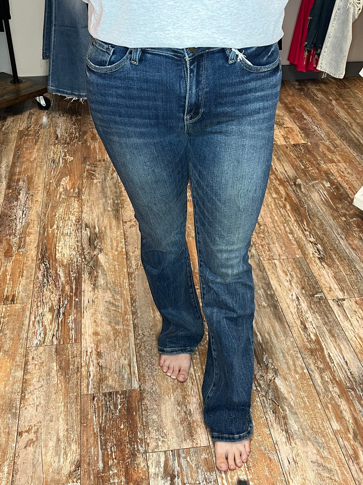 Petra Dark Mid Rise Bootcut Jeans