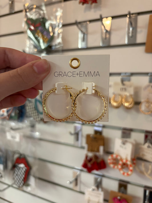 Medium Gold & Crystal Hoops