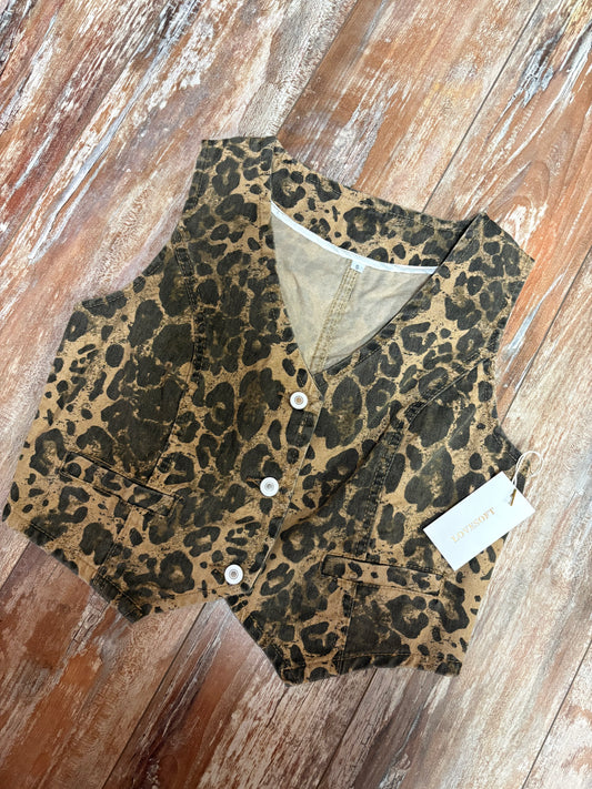 Leopard Denim Vest