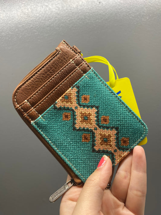 Wrangler Turquoise Mini Zip Card Case