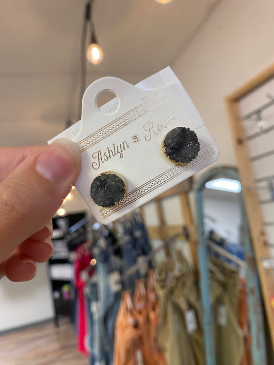 Grey Druzy Stud