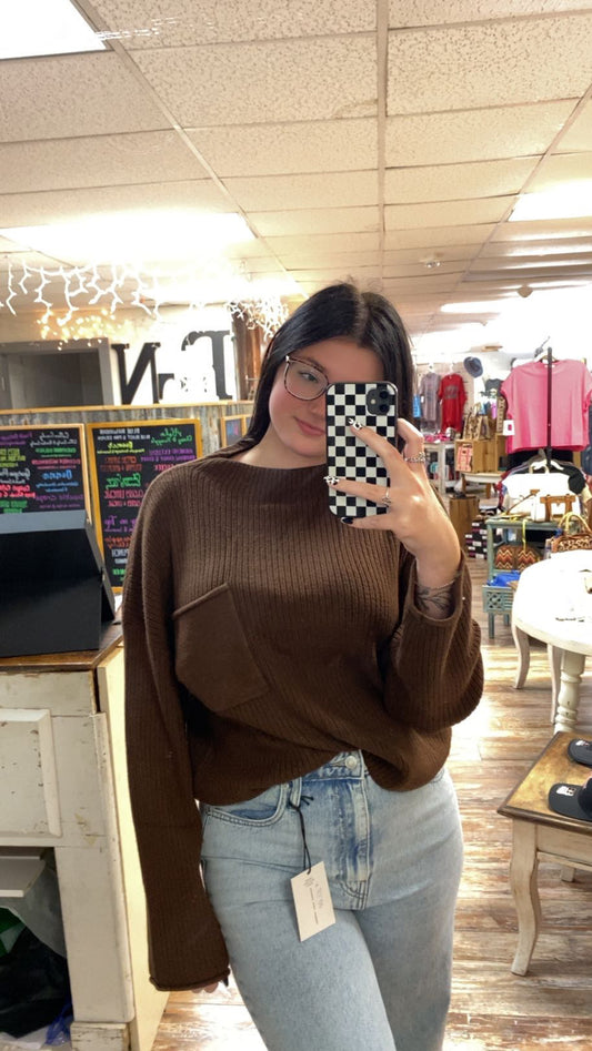 Mock Neck Pocket Long Sleeve