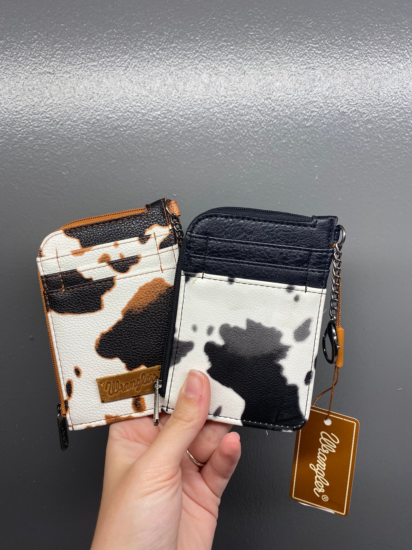 Wrangler Brown Cow Mini Zip Card Case