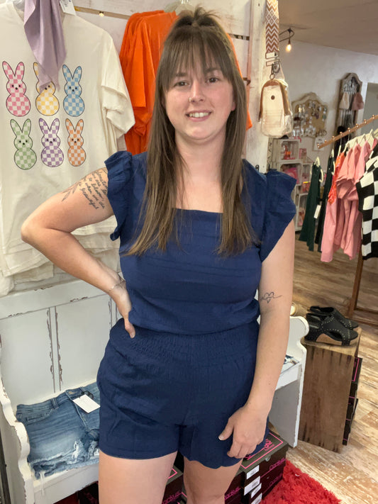 Navy Summer Top and Shop Set