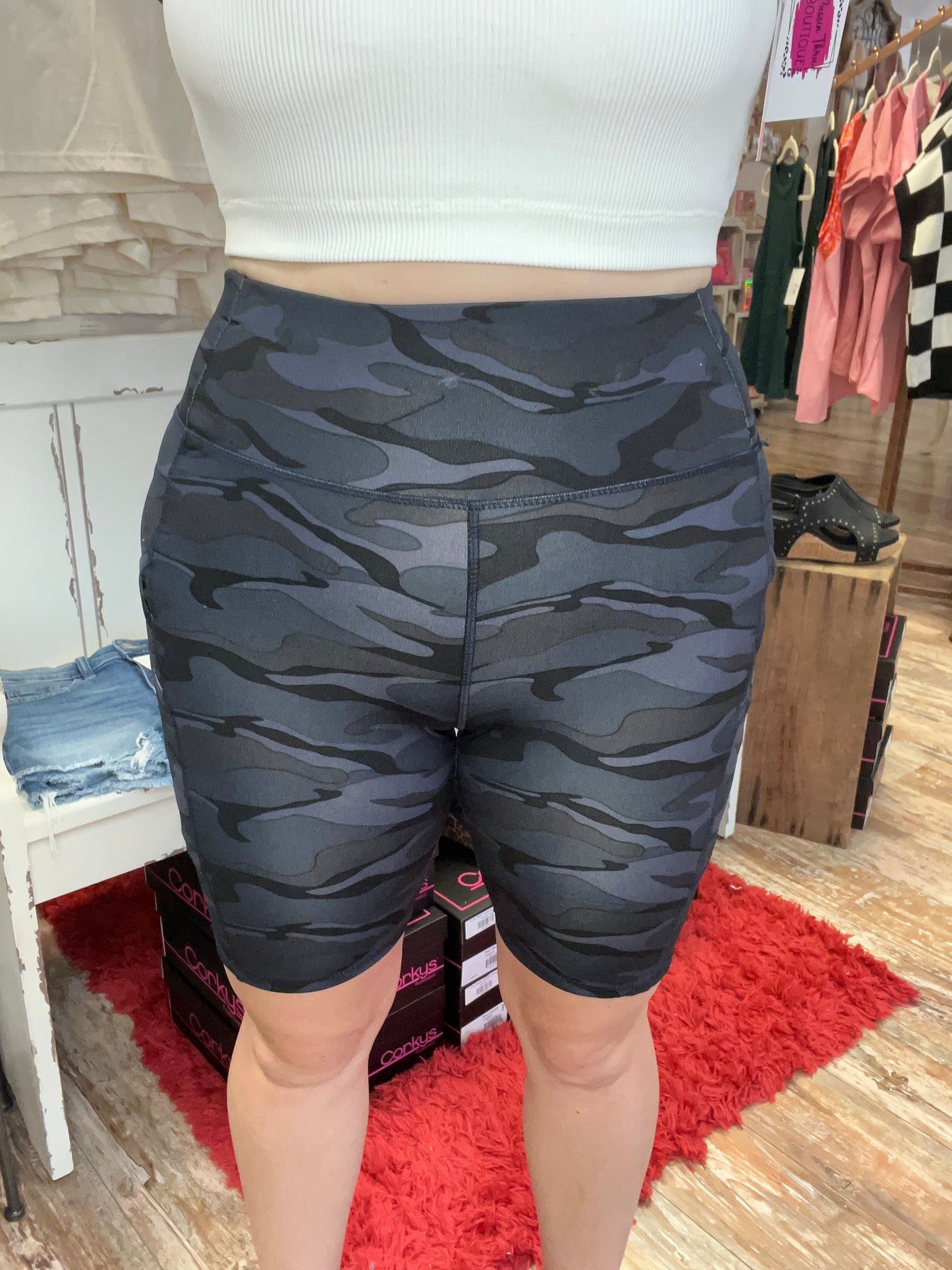 Navy Camo Biker Shorts
