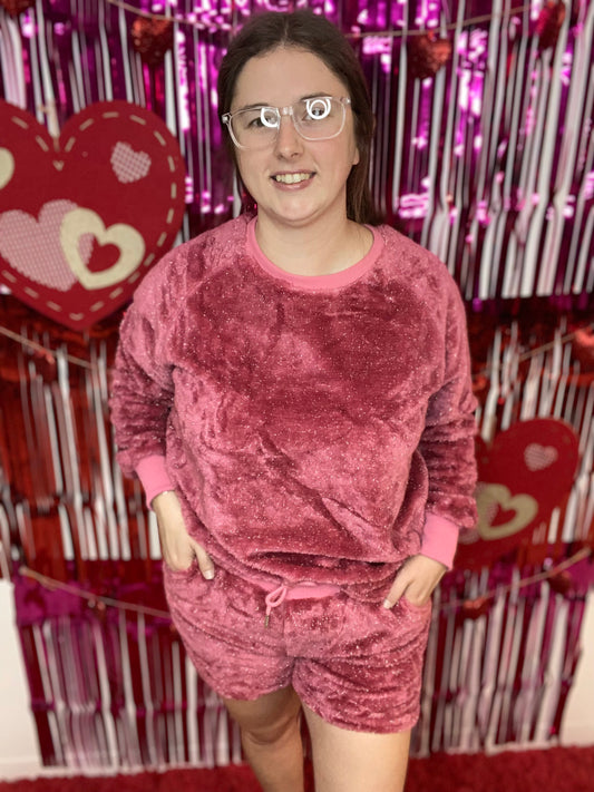 Magenta Glitter Loungewear Set