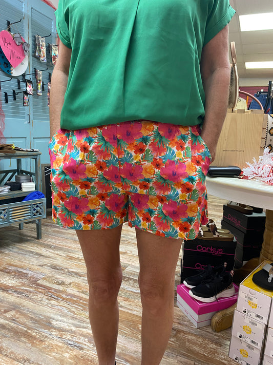 Tropical Floral Casual Outing Shorts