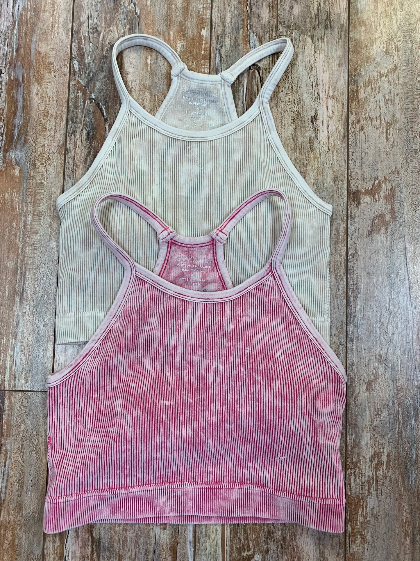 Washed Ribbed Cropped Cami With Pads