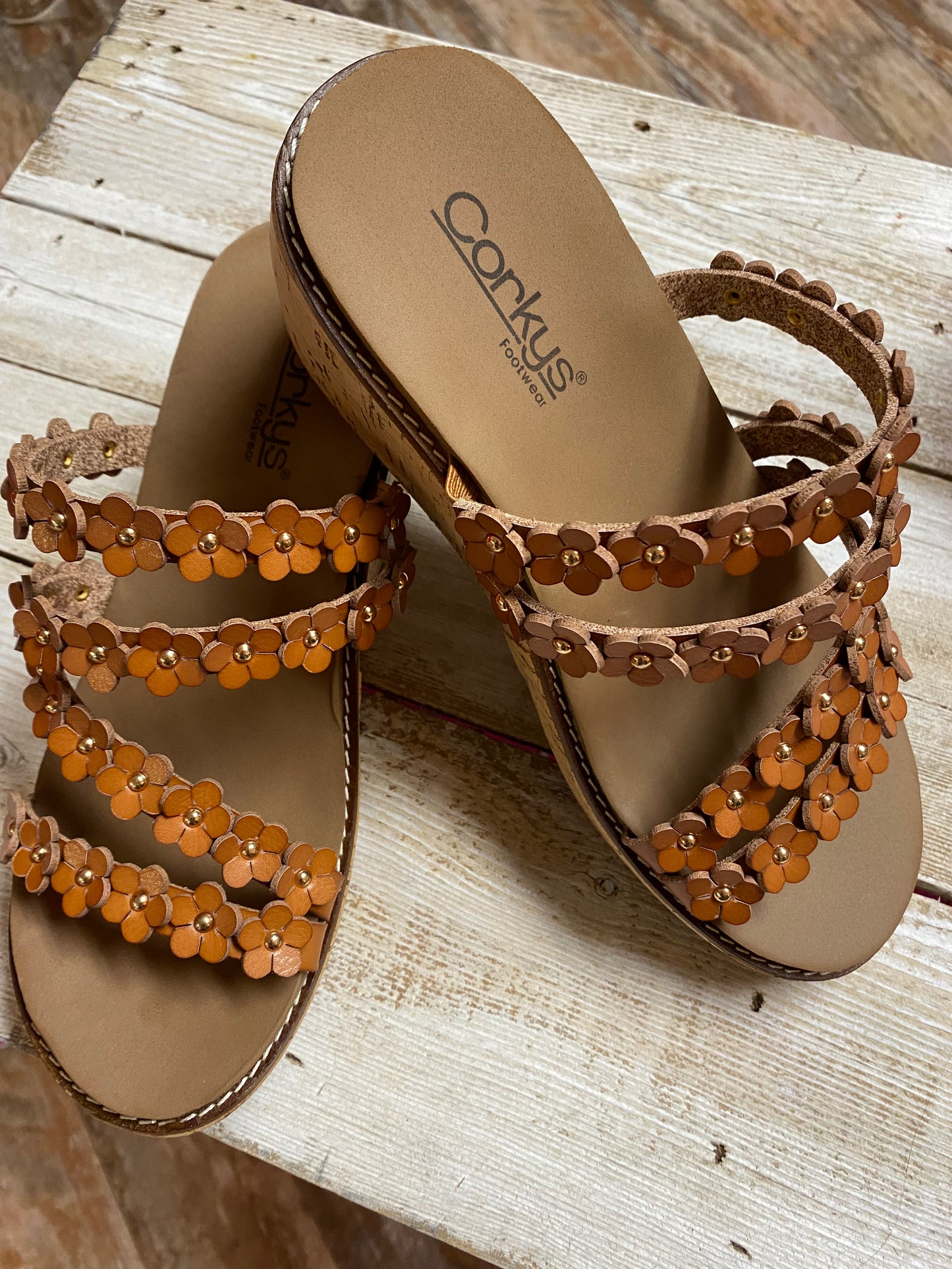 Let's Be Friends Cognac Wedge