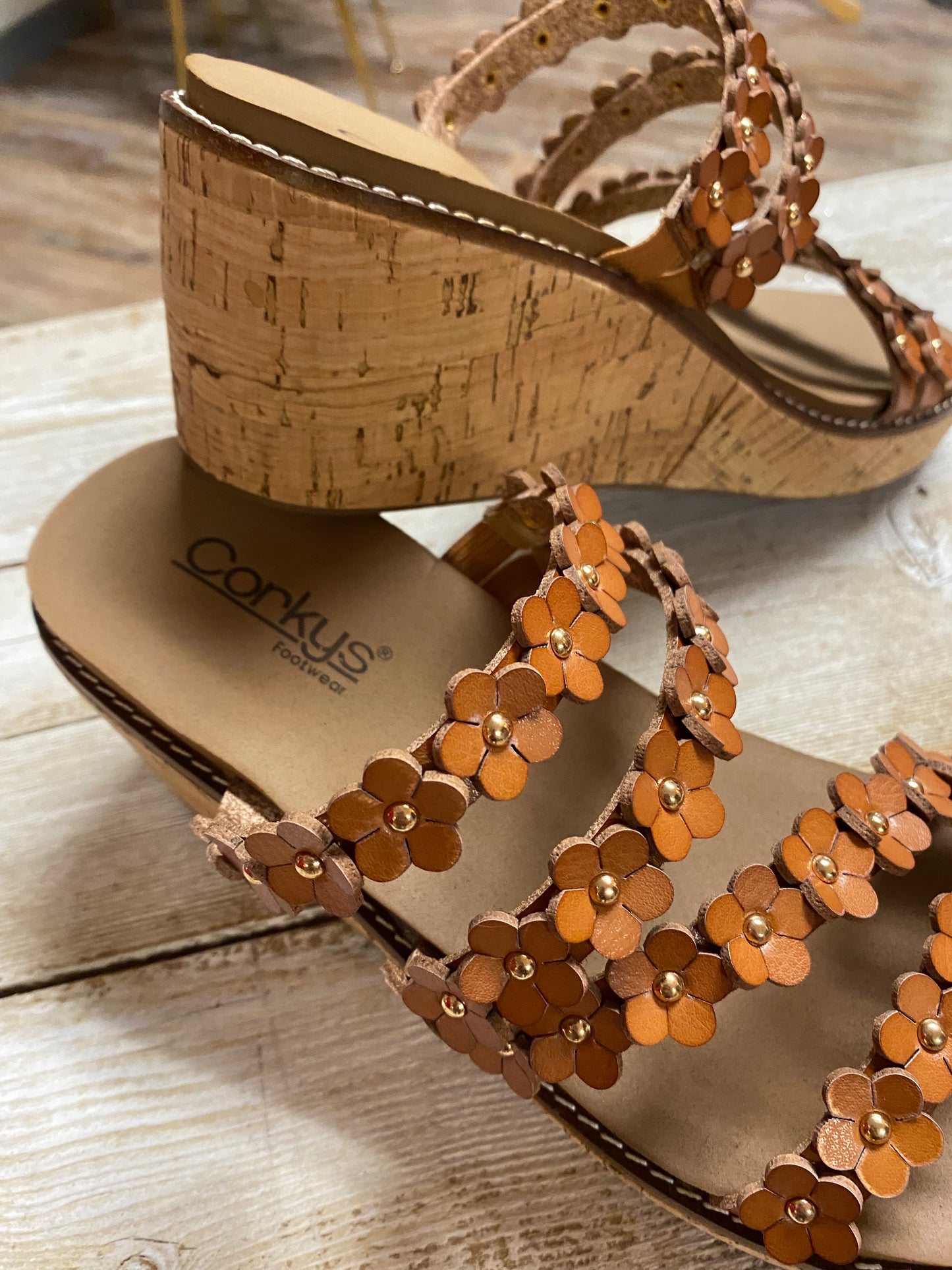 Let's Be Friends Cognac Wedge