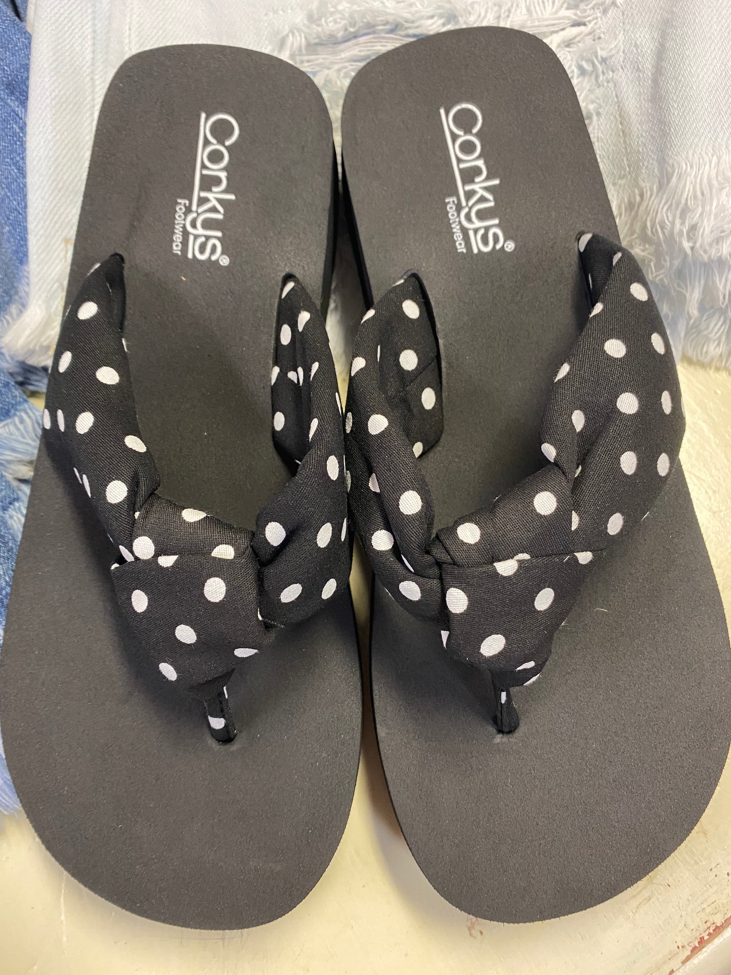 You Go Girl Black/White Polka Dot Flip Flip