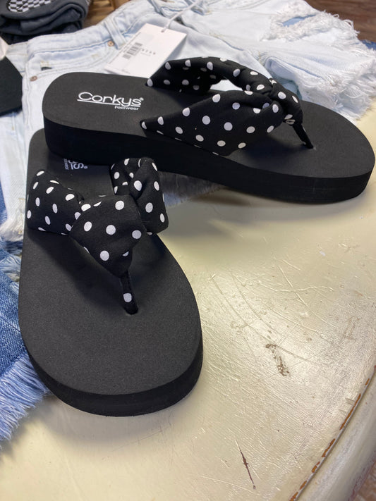You Go Girl Black/White Polka Dot Flip Flip