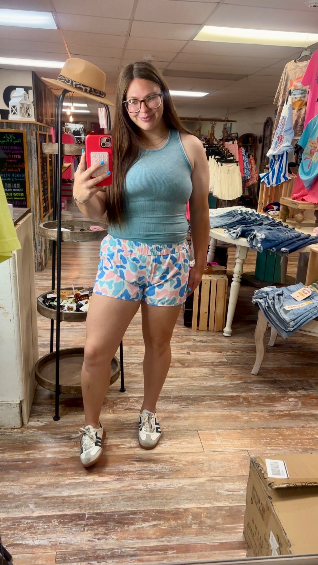 Camo Shirred High Waist Athlesure Shorts