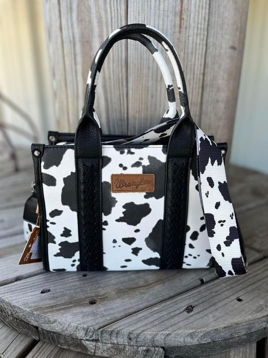 Wrangler Black Cow Print Concealed Carry Tote/Crossbody