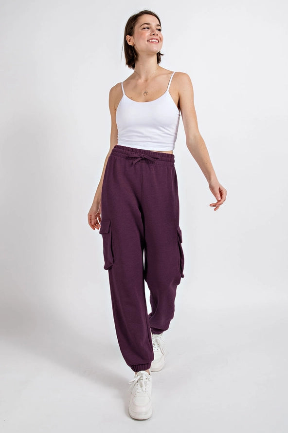 Cotton Poly Fleece Cargo Jogger Pants