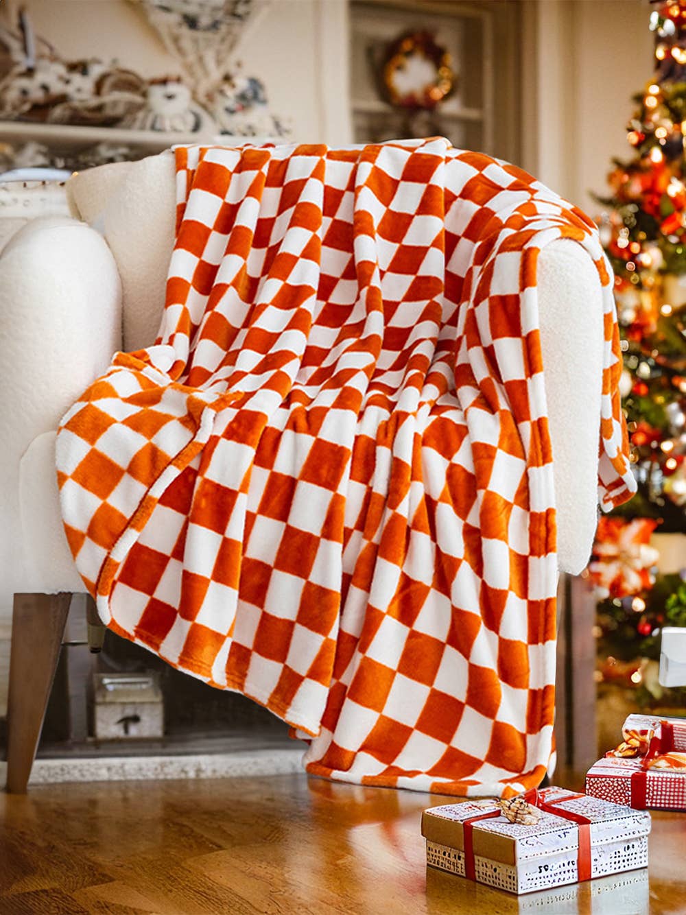 Checkerboard Printed Soft Throw Blanket
