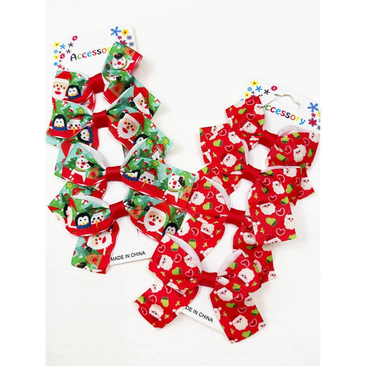 Christmas Theme Hair Bow Clip Set