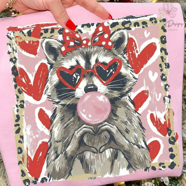 Leopard Valentine Raccoon Tee