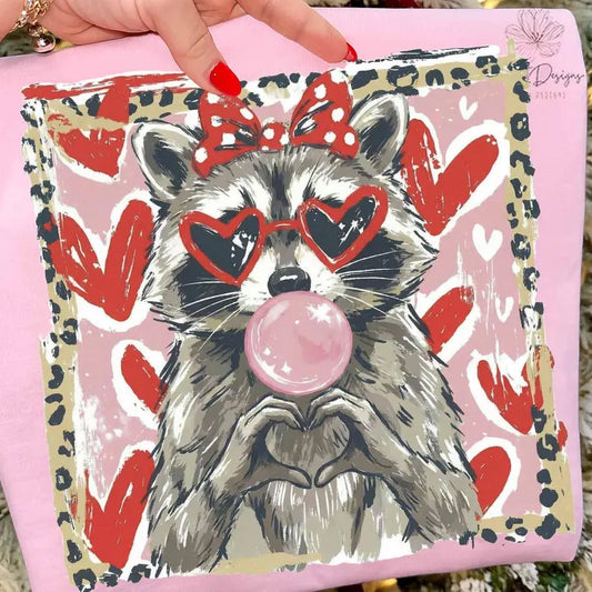 Leopard Valentine Raccoon Tee