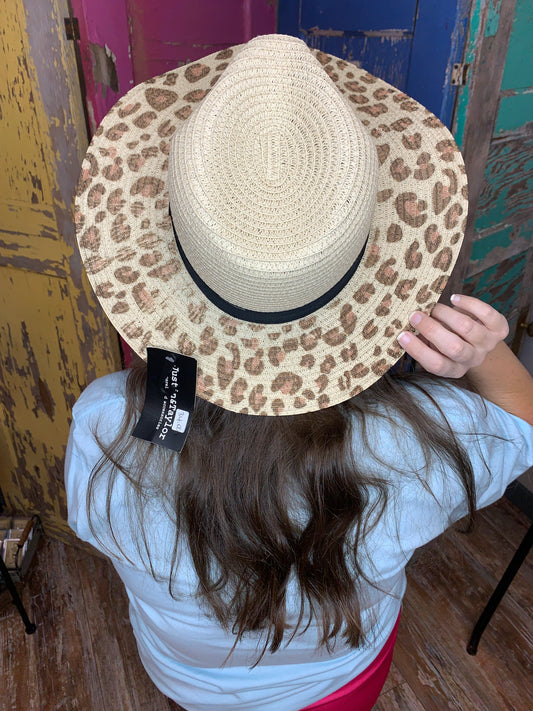 Leopard Beige Straw Panama Hat