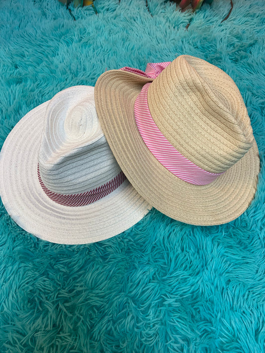 Stripe Bow Fedora Hat