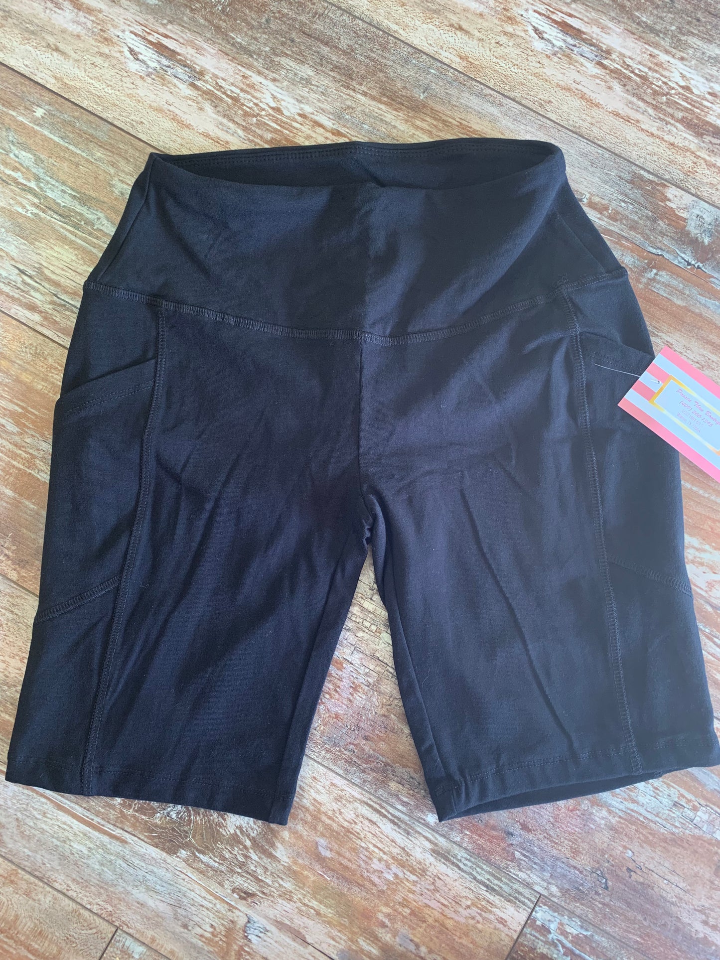 Black Cotton Biker Shorts With Pockets